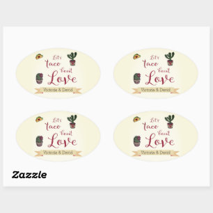 Laten we Taco's over Love Fiesta Theme Vrijgezelle Ovale Sticker