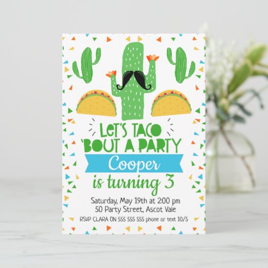 Laten we Taco's uitnodigen voor een feestelijke ui Kaart (Staand voorkant)