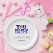 Laten we Tailgate vieren Blauwe Bruidspaar Bruilof Papieren Bordje (Feest)