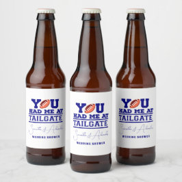 Laten we Tailgate vieren Blue Bridal Couple Shower Bier Etiket