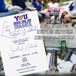 Laten we Tailgate vieren Blue Bridal Couple Shower Kaart