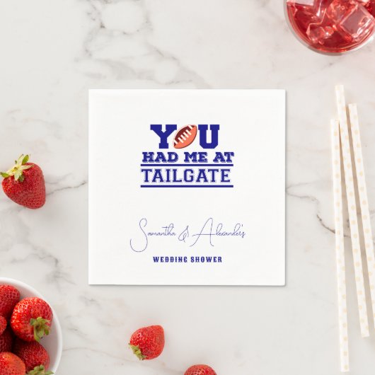 Laten we Tailgate vieren Blue Bridal Couple Shower Servet (Insitu)