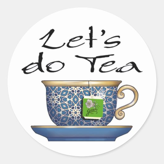Laten we Tea-003 doen Ronde Sticker (Voorkant)