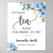 Laten we Tea met Bride tot blauwe boho Wedding mak Poster (Voorkant)