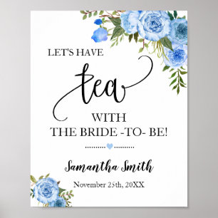 Laten we Tea met Bride tot blauwe boho Wedding mak Poster