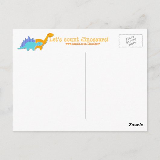 Laten we tellen met dinosauriërs 1 tot 10 briefkaart (Achterkant)