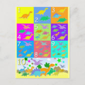 Laten we tellen met dinosauriërs 1 tot 10 briefkaart (Voorkant)