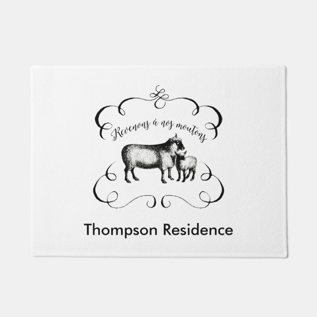 Laten we terug naar onze schapen - grappig  Boerde Deurmat (Voorkant)