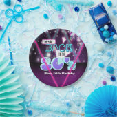 Laten we teruggaan naar de jaren 80 Glam Paarse Pa Papieren Bordje (Feest)