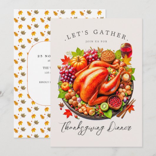 Laten we Thanksgiving Day Dinner Party verzamelen Kaart (Voorkant / Achterkant)