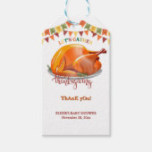 Laten we Thanksgiving Turkije Feest Baby shower ve Cadeaulabel (Voorkant)