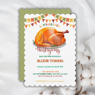 Laten we Thanksgiving Turkije Feest Baby shower ve Kaart