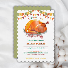 Laten we Thanksgiving Turkije Feest Baby shower ve Kaart