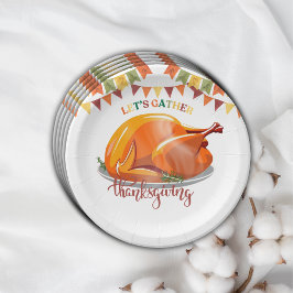 Laten we Thanksgiving Turkije Feest Baby shower ve Papieren Bordje