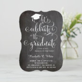 Laten we The Graduate Chalkboard Grad-feest vieren Kaart (Staand voorkant)