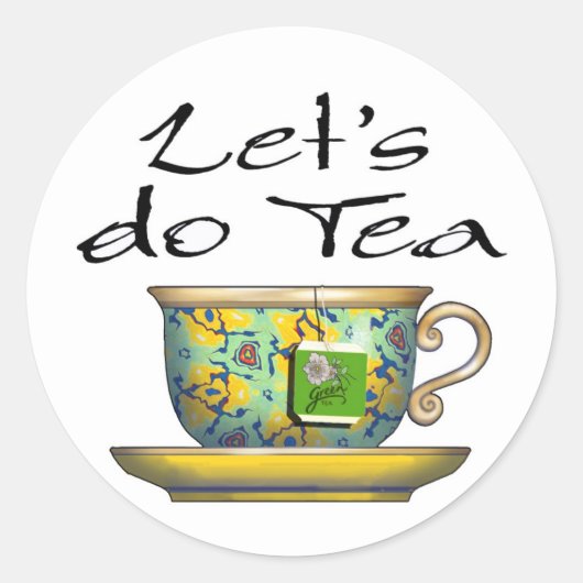 Laten we thee doen - 001 ronde sticker (Voorkant)