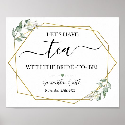 Laten we thee drinken bruid groen goud bruids-show poster (Voorkant)