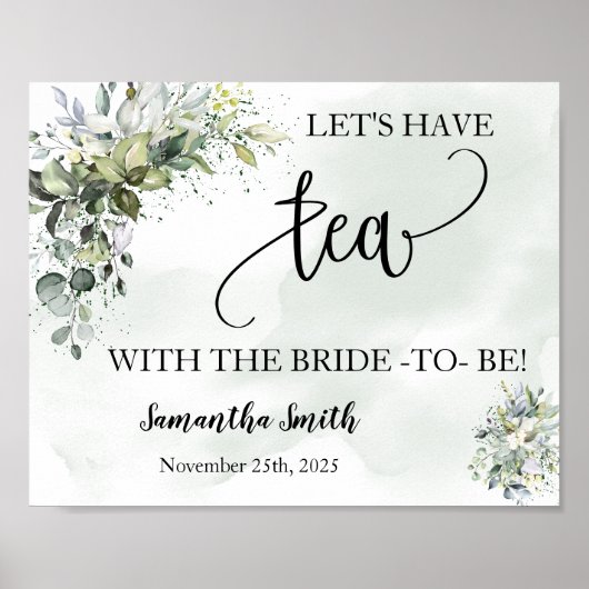 Laten we thee drinken met bruid eucalyptus bruidsf poster (Voorkant)