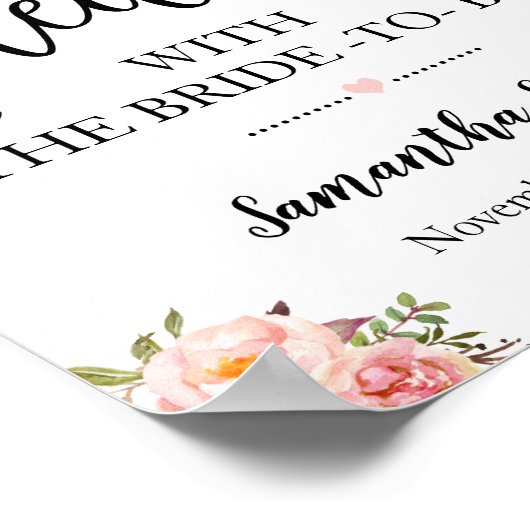 Laten we thee drinken met de aanstaande bruid roze poster (Hoek)