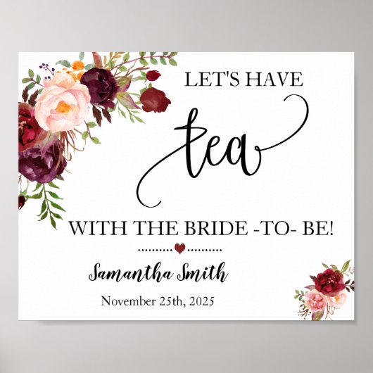 Laten we thee drinken met de bruid marsala bridal  poster (Voorkant)