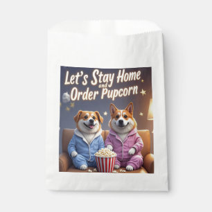 Laten we thuis blijven en Pupcorn Cartoon honden b Bedankzakje