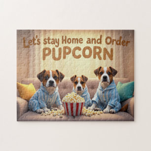 Laten we thuis blijven en Pupcorn Cartoon-honden b Legpuzzel