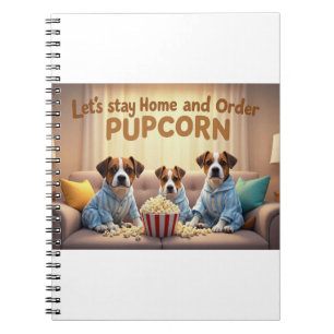 Laten we thuis blijven en Pupcorn Cartoon-honden b Notitieboek
