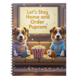 Laten we thuis blijven en Pupcorn Cartoon-honden b Notitieboek