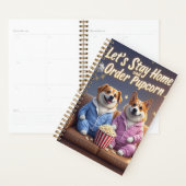 Laten we thuis blijven en Pupcorn Cartoon-honden b Planner (Display)