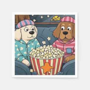 Laten we thuis blijven en Pupcorn Cartoon-honden b Servet