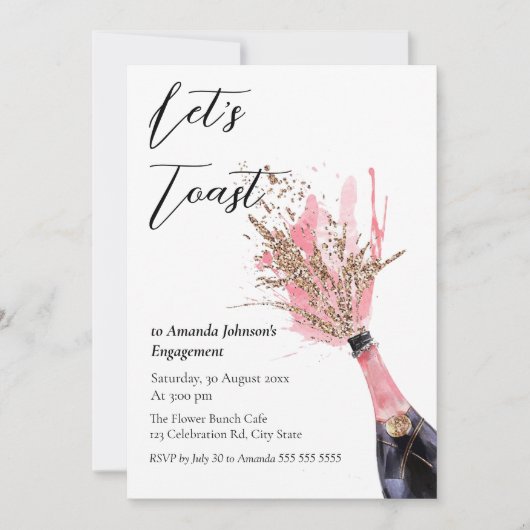 Laten we toast champagne roze Vrijgezellenfeest Kaart (Voorkant)