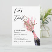 Laten we toast champagne roze Vrijgezellenfeest Kaart (Staand voorkant)