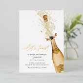 Laten we Toast Champagne Verloving Folie Uitnodiging (Staand Voorkant)