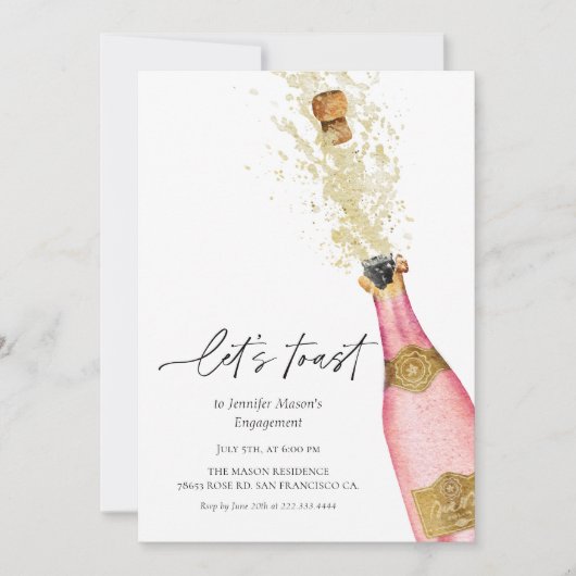 Laten we Toast Champagne Vrijgezellenfeest flesje Kaart (Voorkant)