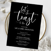 Laten we toast chic kalligrafie verlovingsfeest kaart