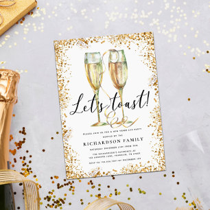 Laten we toast op nieuwjaarsfeest kaart