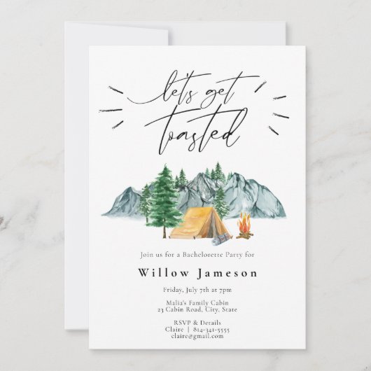 Laten we Toasted Bachelorette Camping kopen Kaart (Voorkant)