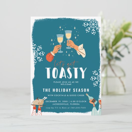 Laten we Toasty halen | Uitnodiging feestdag (Staand voorkant)