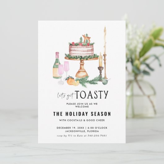 Laten we Toasty halen | Uitnodiging feestdag (Staand voorkant)