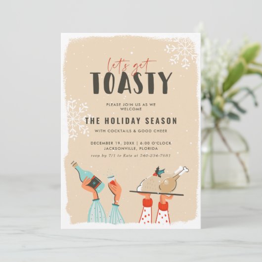 Laten we Toasty halen | Uitnodiging feestdag (Staand voorkant)