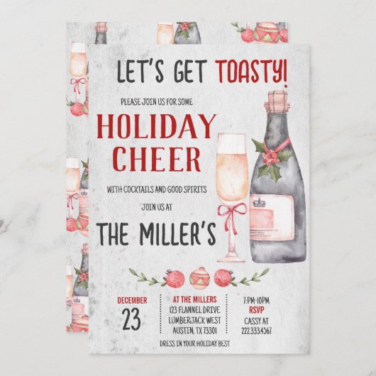 Laten we Toasty Holiday Cheer kerstfeest krijgen Kaart (Voorkant / Achterkant)