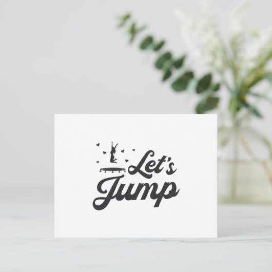 Laten we Trampoline Gymnast Funny Trampolining van Briefkaart (Staand voorkant)