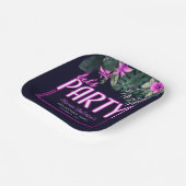Laten we Tropische Roze Neon Verjaardag feesten Papieren Bordje (Gebogen)