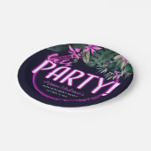 Laten we Tropische Roze Neon Verjaardagspapier fee Papieren Bordje (Gekanteld)