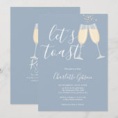 Laten we trouwen Bruidsfeest Dusty Blue QR Code Kaart (Voorkant / Achterkant)