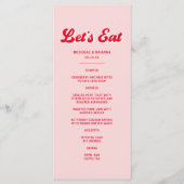 Laten we Trouwen met Rood en Roze Bruiloft Menu (Voorkant)