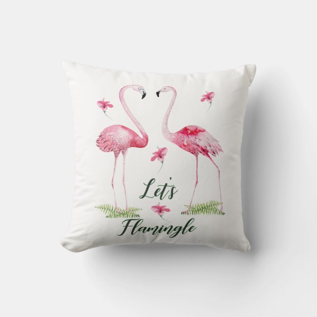 Laten we Typografie Flamingos, Flowers laten flami Kussen (Voorkant)