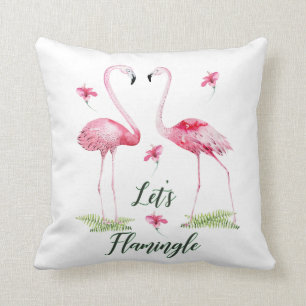 Laten we Typografie Flamingos, Flowers laten flami Kussen