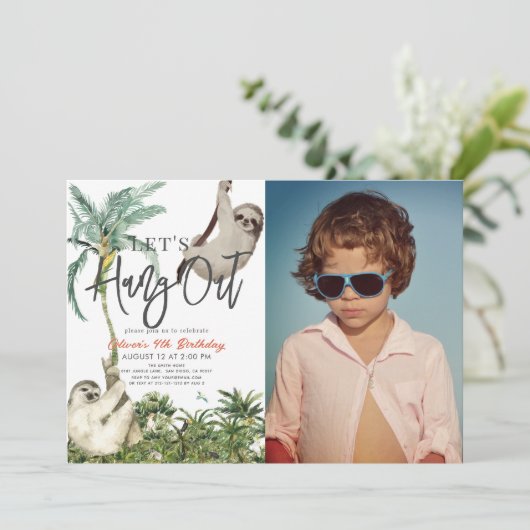 Laten we uithangen Sloth Oerwoud Kinderen Verjaard Kaart (Staand voorkant)