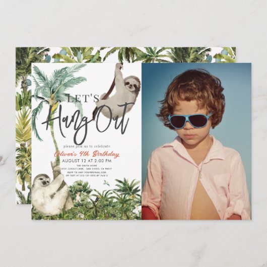 Laten we uithangen Sloth Oerwoud Kinderen Verjaard Kaart (Voorkant / Achterkant)